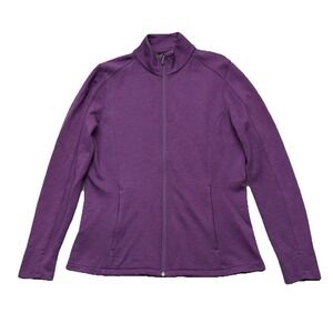 Ibex Merino Wool Full Zip Jacket Purple Pockets Hiking Outdoors Size L